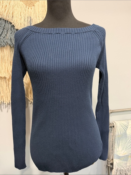 Juicy Couture Sweaters - Juicy Couture Ribbed Long-Sleeve Boatneck Shirt Navy Size Large